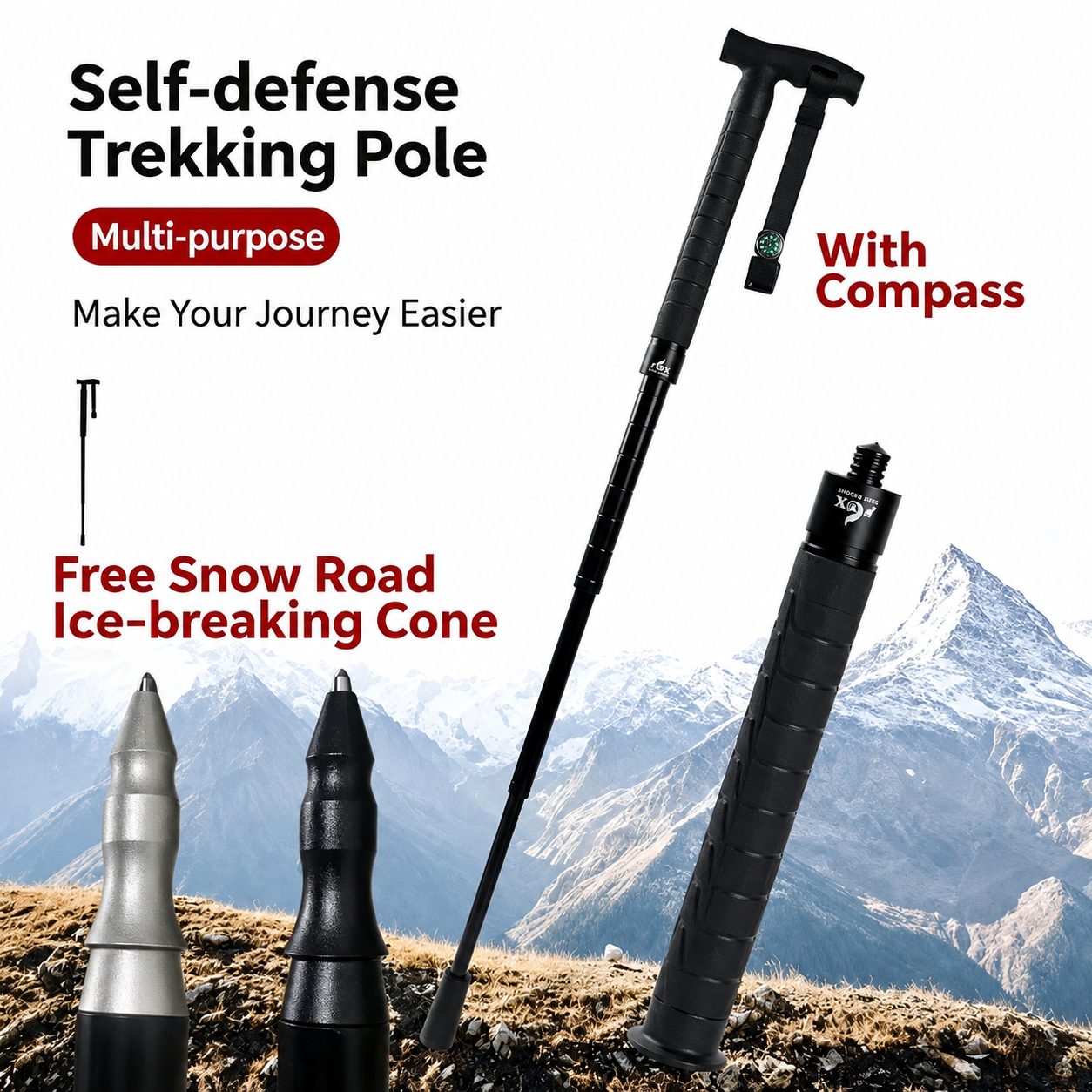 FOX Telescopic Hiking Pole with Self-Defense Baton