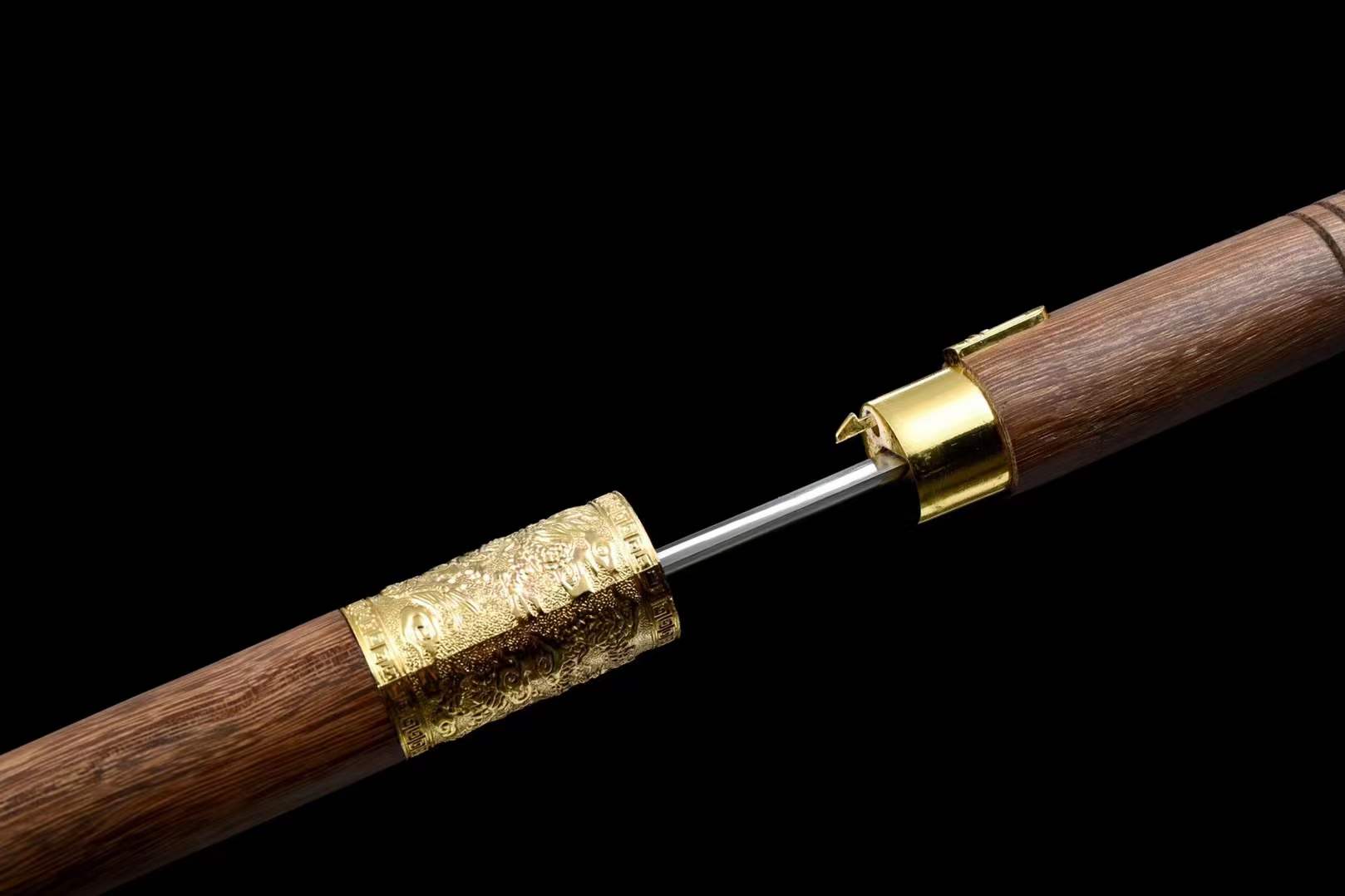 Dragon Pattern Alloy Gold Stainless Steel Cane Sword-BK08