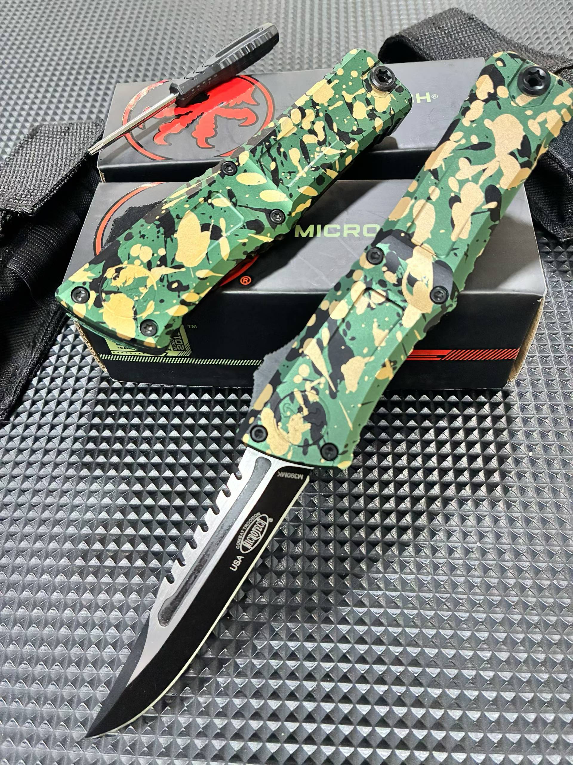 Interceptor OTF Knife – M390MK Steel Tactical Blade (Camo Edition)