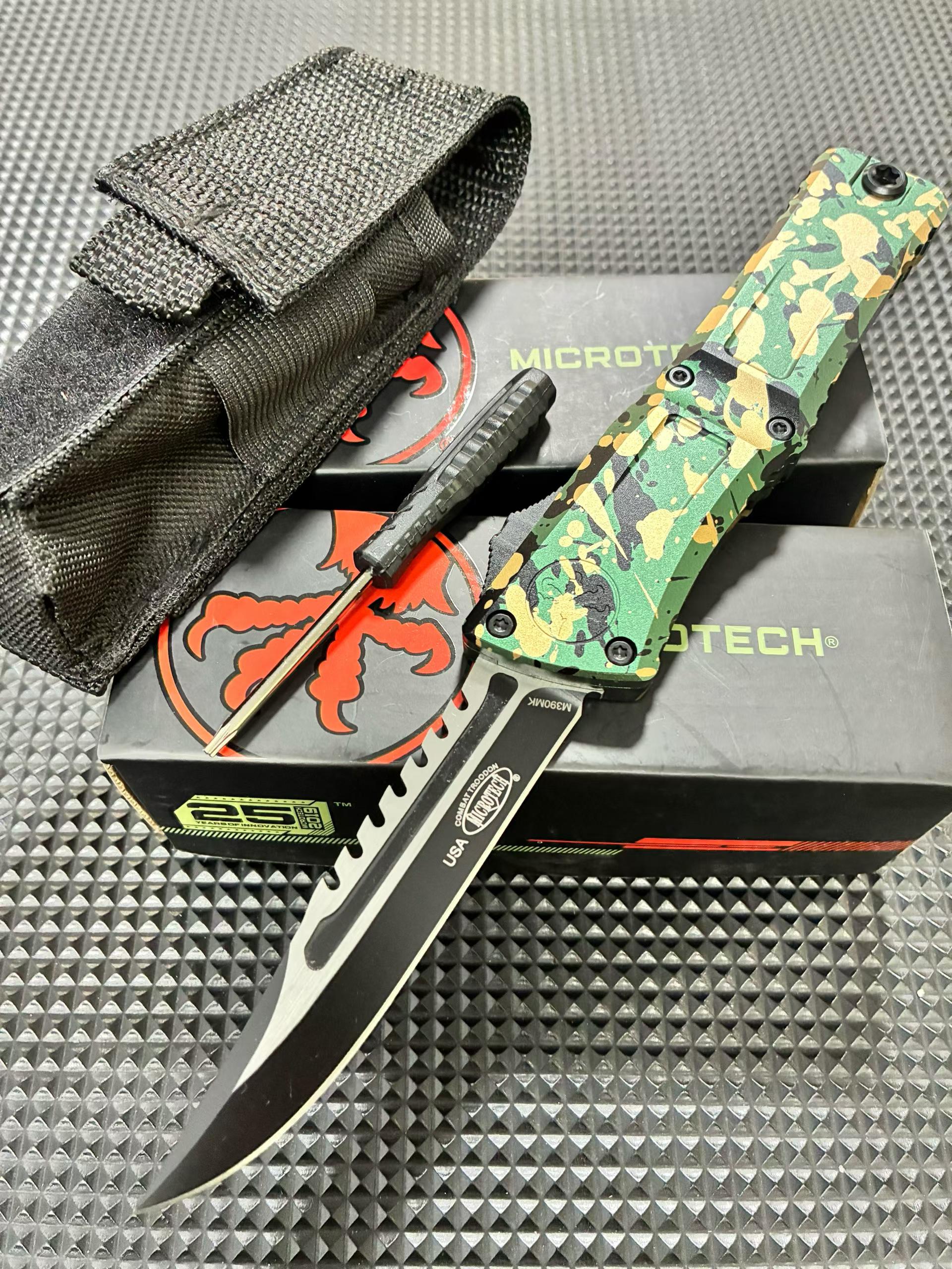 Interceptor OTF Knife – M390MK Steel Tactical Blade (Camo Edition)