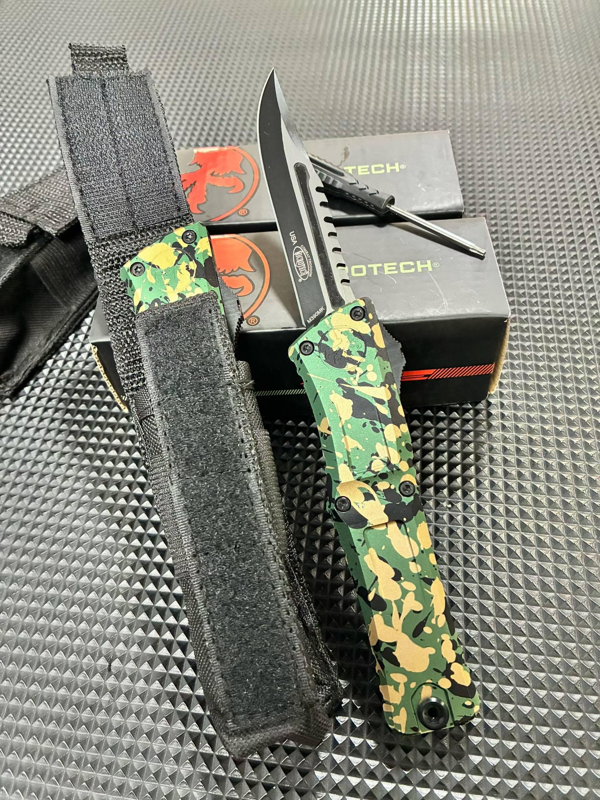 Interceptor OTF Knife – M390MK Steel Tactical Blade (Camo Edition)