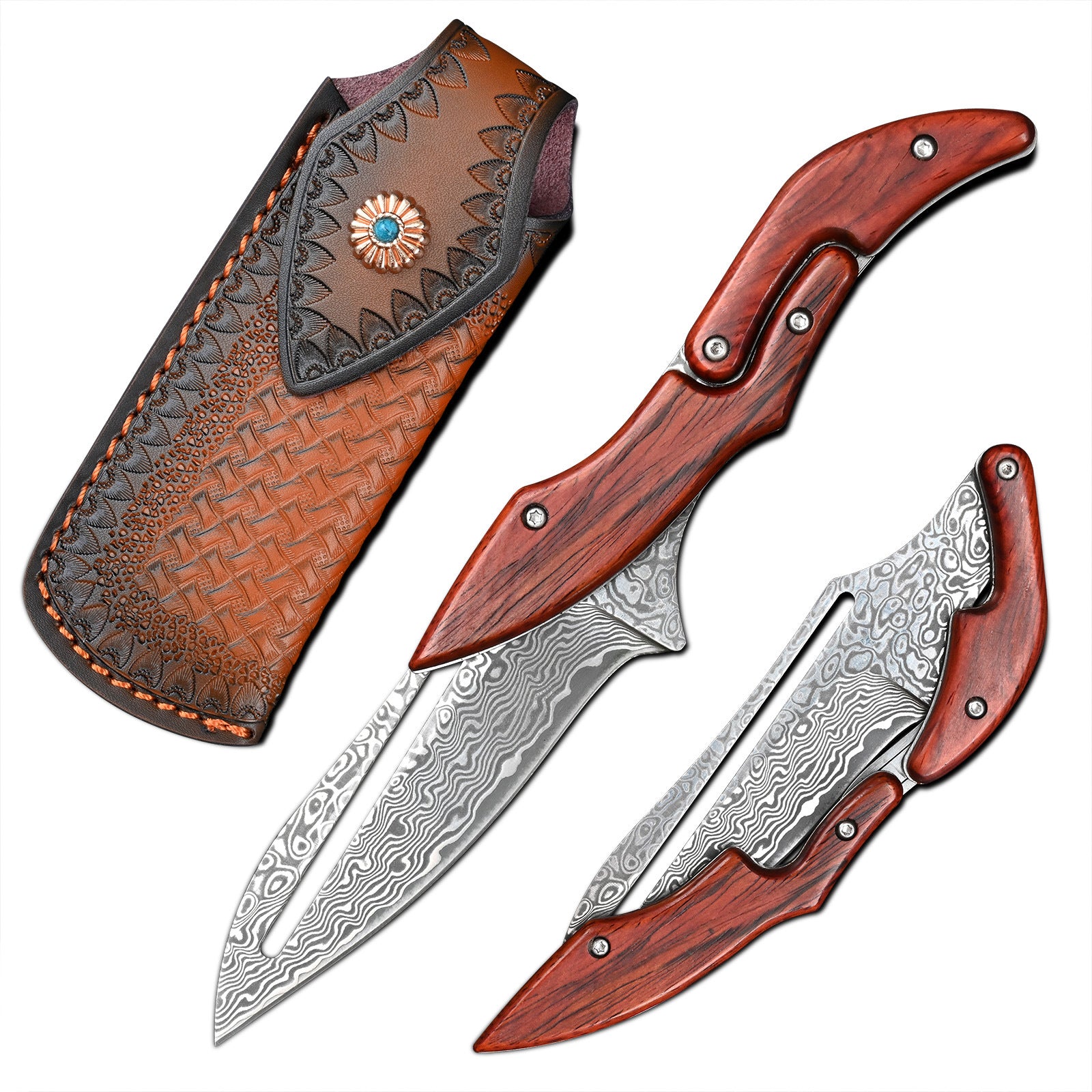 Mechanical Damascus Folding Knife