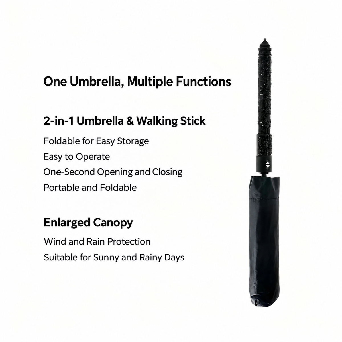 Mult Funtional Umbrella inside Extendable Baton Defensive