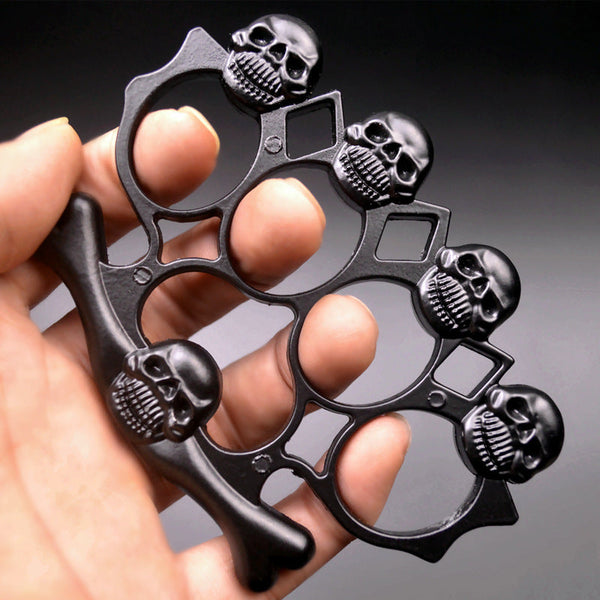 Strong Metal Brass Knuckle Duster Skull Style Four Finger Tiger Outdoor Camping Safety Defense Pocket EDC Tool