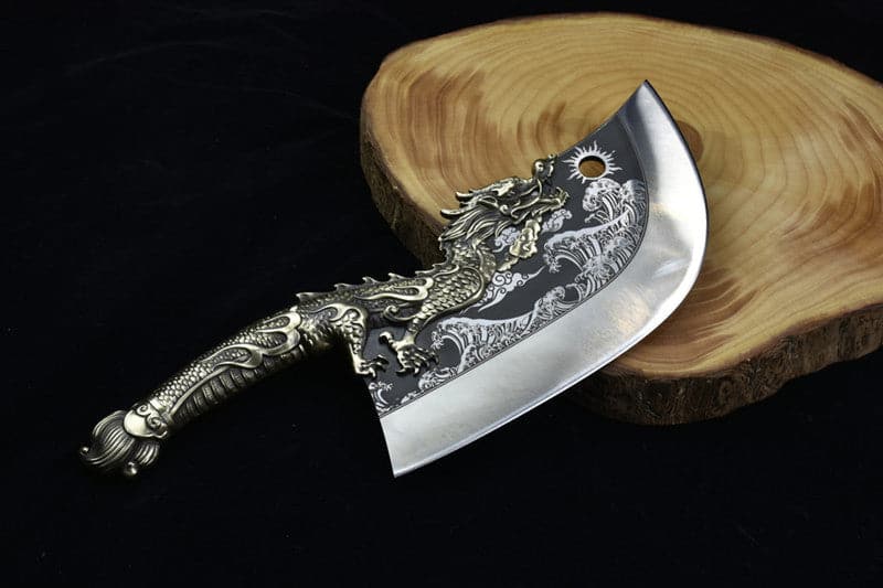 boxkatana Chivalry Knife Bone Cutting Knife Green Dragon Full Brass Handle