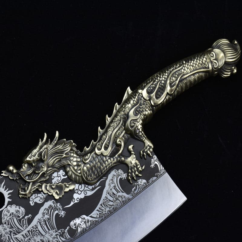 boxkatana Chivalry Knife Bone Cutting Knife Green Dragon Full Brass Handle