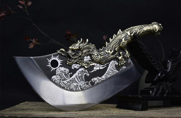boxkatana Chivalry Knife Bone Cutting Knife Green Dragon Full Brass Handle