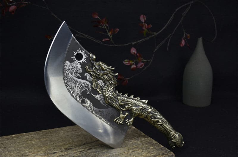 boxkatana Chivalry Knife Bone Cutting Knife Green Dragon Full Brass Handle