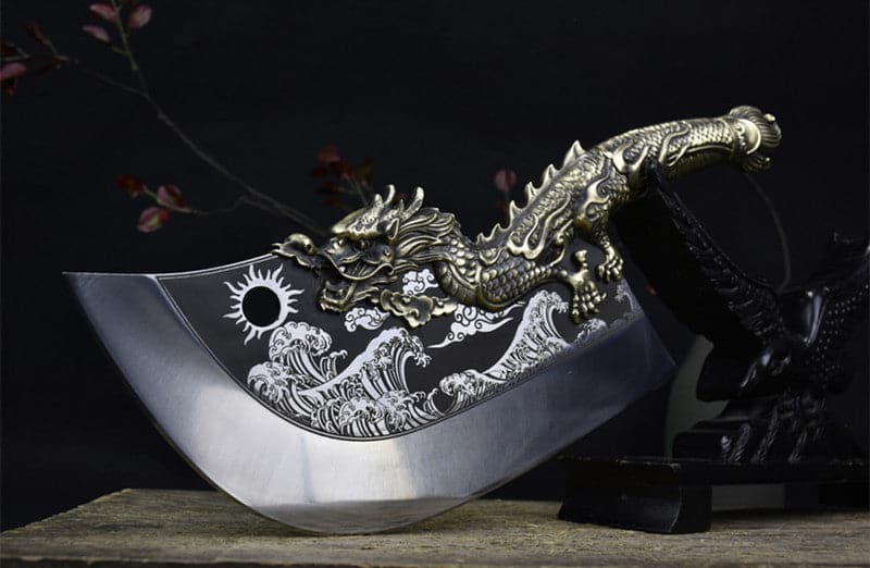 boxkatana Chivalry Knife Bone Cutting Knife Green Dragon Full Brass Handle