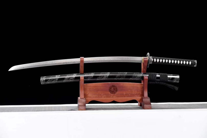 BoxKatana Damascus Samurai Katana [Silver Dragon Fighting Sword]