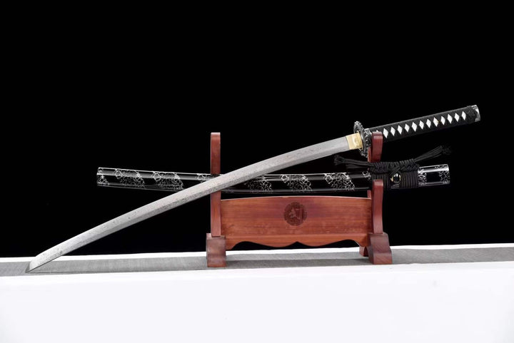 BoxKatana Damascus Samurai Katana [Silver Dragon Fighting Sword]