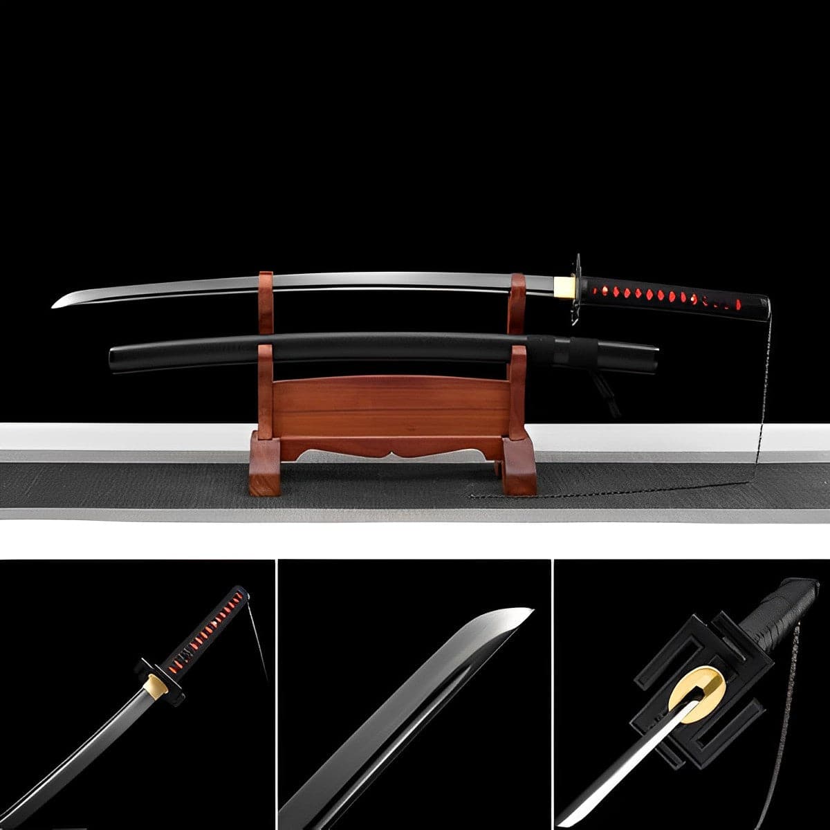 boxkatana Hand Forged Anime Bleach Ichigo Bankai Sword Tensa Zangetsu Hand Polished  Spring Steel Black Blade