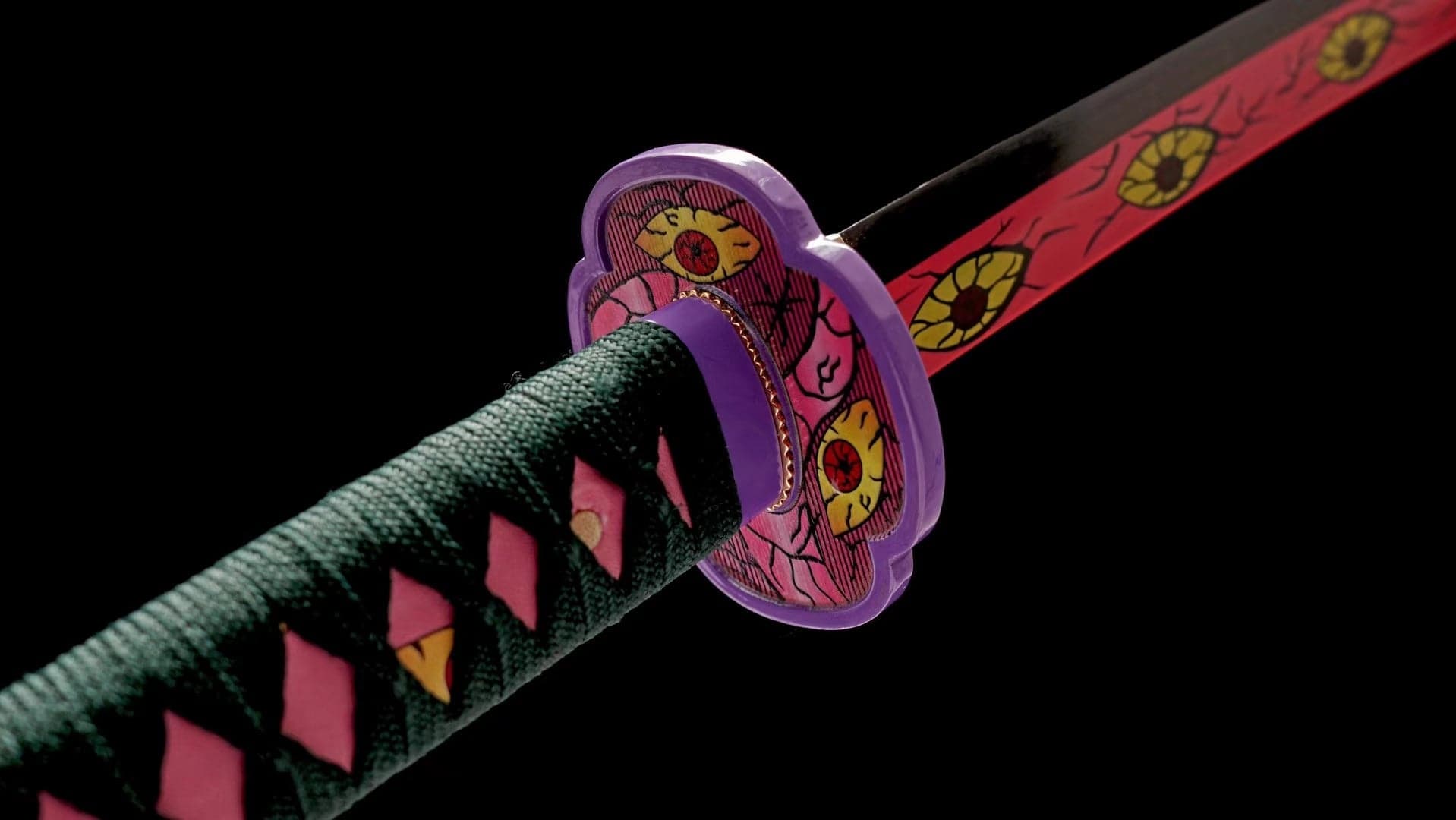 boxkatana Hand Forged Anime Katana Demon Slayer Kokushibo 1045 Carbon steel Red Blade