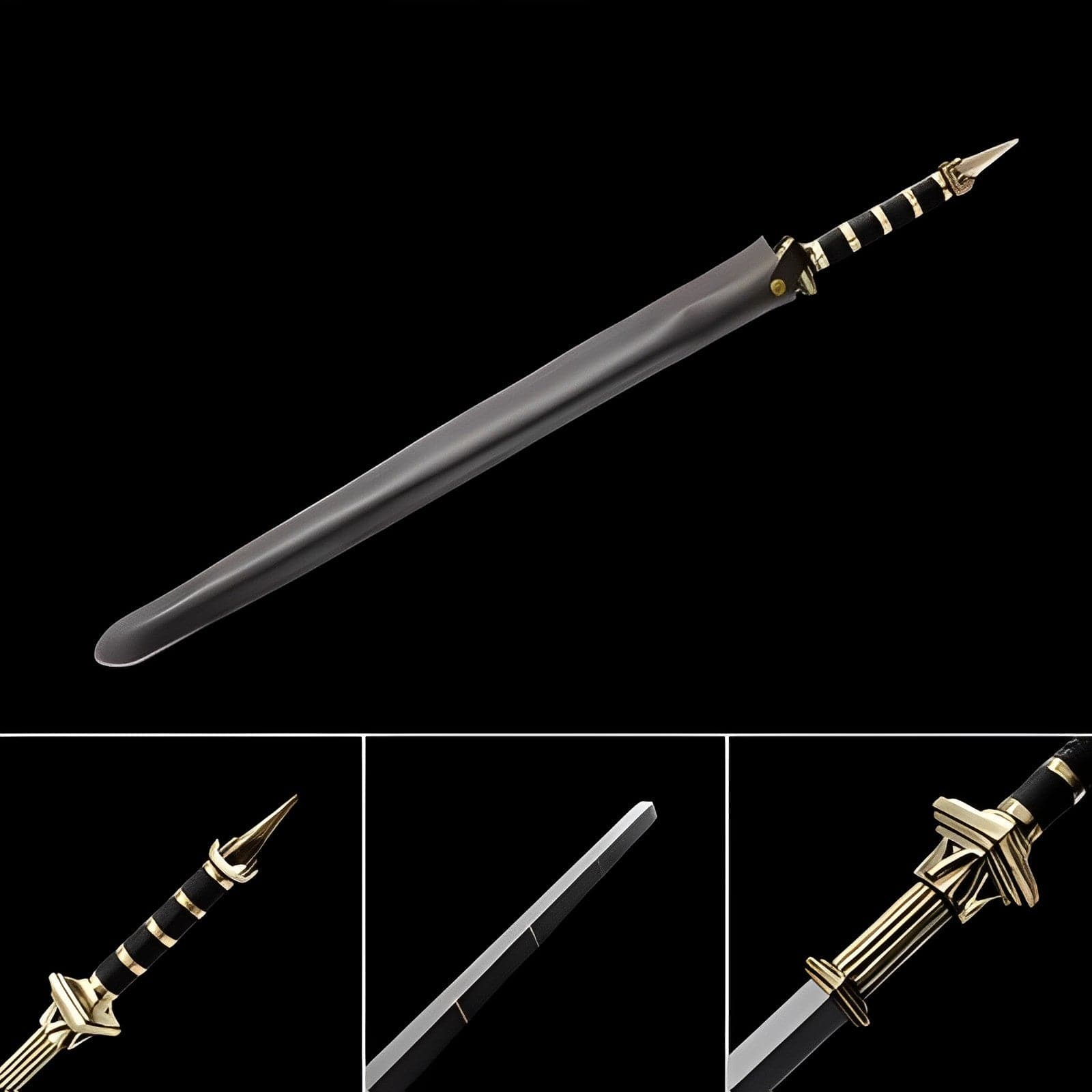 boxkatana Hand Forged Detective Dee Sword breaker Pattern Steel Baked Blue