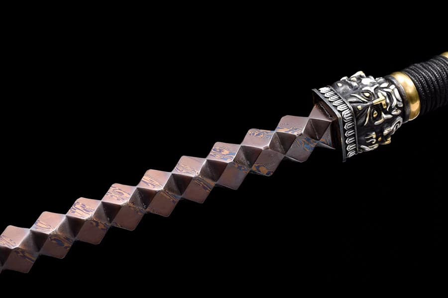 boxkatana Hand Forged Gold Steel Sword breaker Damascus Steel