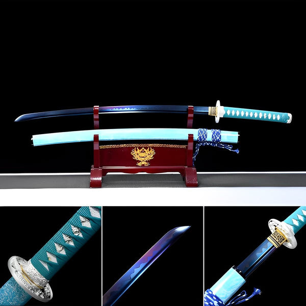 boxkatana Hand Forged Japanese Samurai Katana 9260 Spring Steel Blue Blade