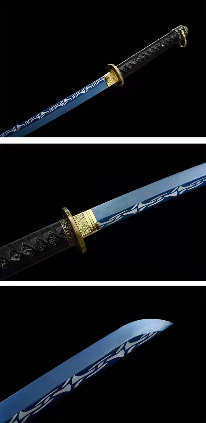 boxkatana Hand Forged Japanese Samurai Katana 98 High manganese Steel Baked Blue