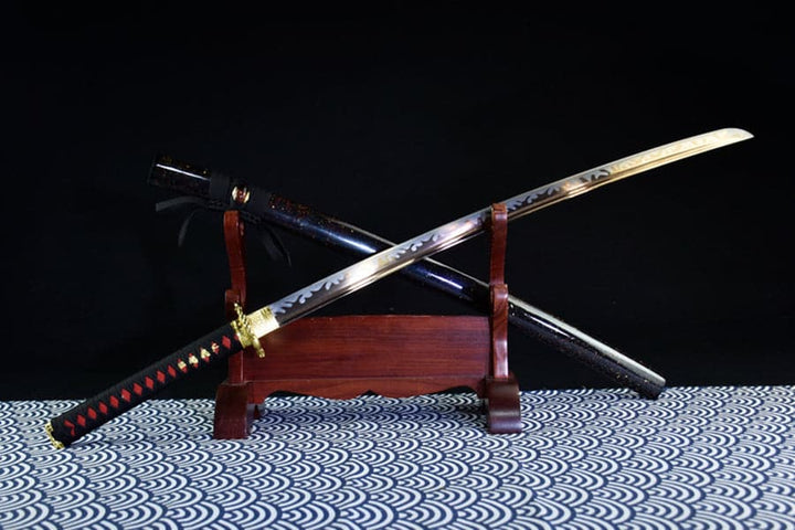 boxkatana Hand Forged Japanese Samurai Katana Bare Gold T10 Carbon steel Blade baking gold