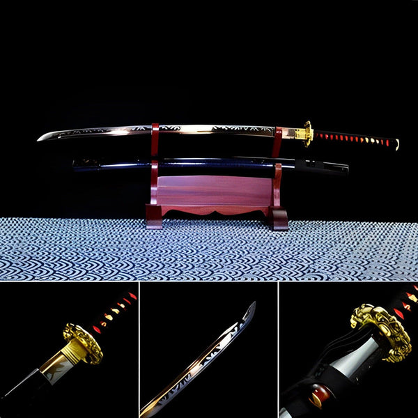 boxkatana Hand Forged Japanese Samurai Katana Bare Gold T10 Carbon steel Blade baking gold