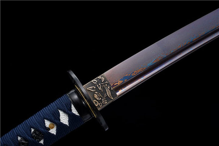 boxkatana Hand Forged Japanese Samurai Katana Bitter Cold Fragrance Pattern Steel Blue Blade