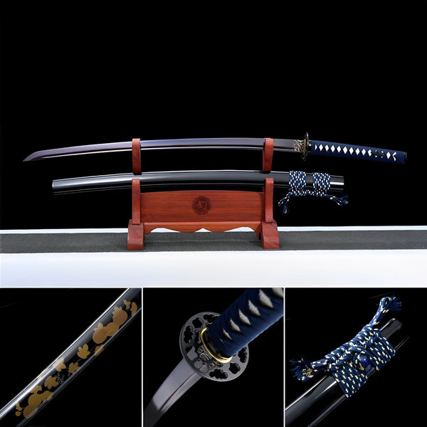 boxkatana Hand Forged Japanese Samurai Katana Bitter Cold Fragrance Pattern Steel Blue Blade