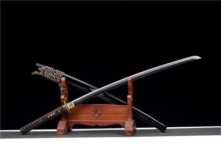 boxkatana Hand Forged Japanese Samurai Katana Candle Dragon High Manganese Steel Blade blackening process