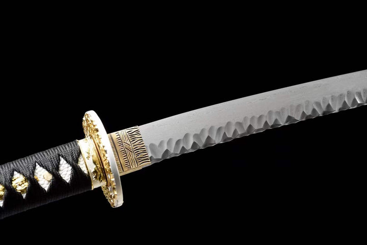boxkatana Hand Forged Japanese Samurai Katana Confidante Pattern Steel Hammered Texture