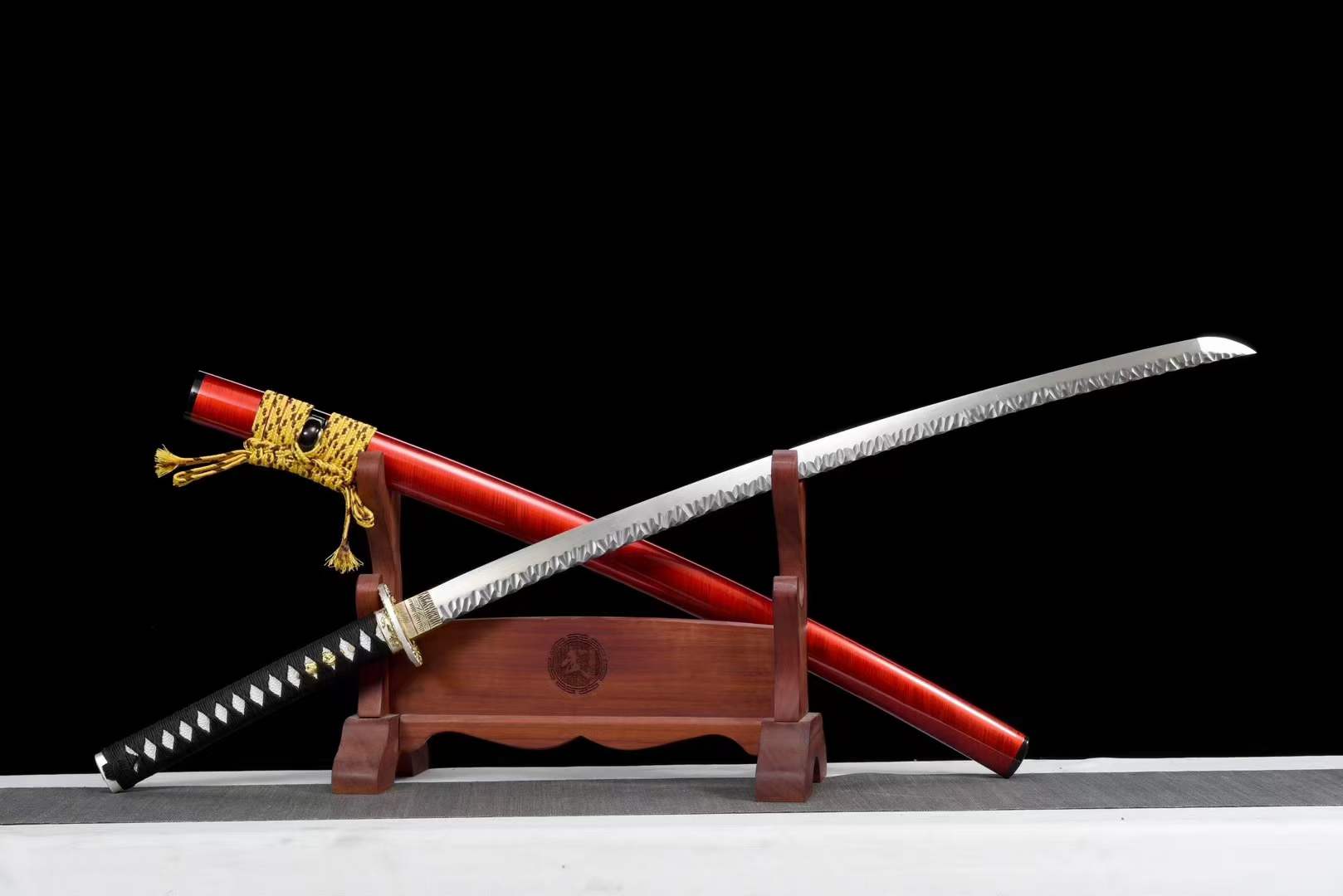 boxkatana Hand Forged Japanese Samurai Katana Confidante Pattern Steel Hammered Texture