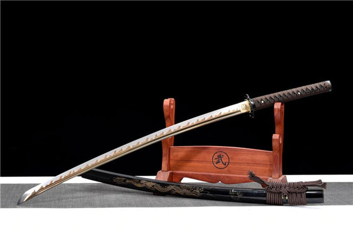 boxkatana Hand Forged Japanese Samurai Katana Dragon King High Manganese Steel Baked gold blades