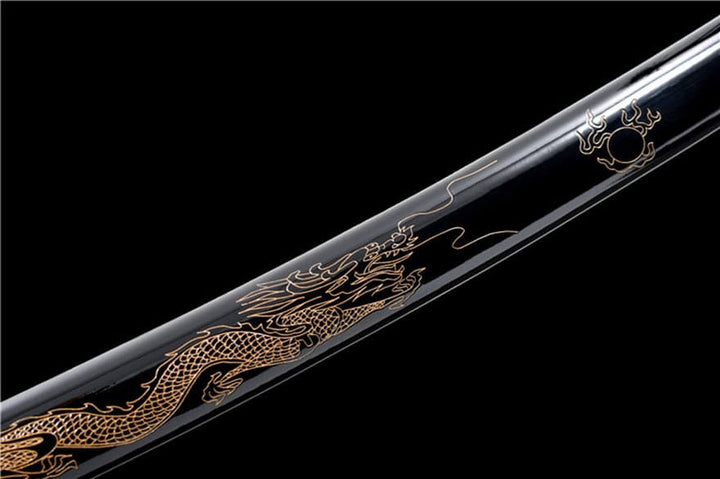 boxkatana Hand Forged Japanese Samurai Katana Dragon King High Manganese Steel Baked gold blades