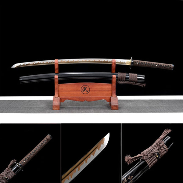 boxkatana Hand Forged Japanese Samurai Katana Dragon King High Manganese Steel Baked gold blades