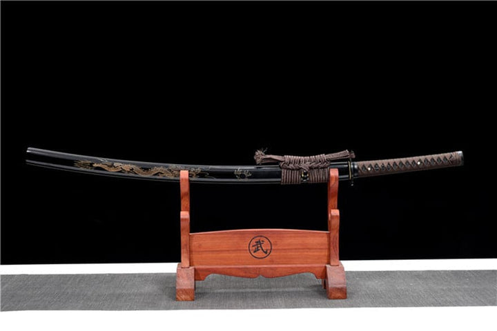 boxkatana Hand Forged Japanese Samurai Katana Dragon King High Manganese Steel Baked gold blades