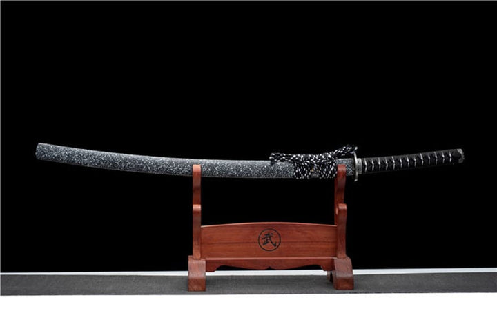 boxkatana Hand Forged Japanese Samurai Katana Eagle Eye Pattern Steel Black Blade