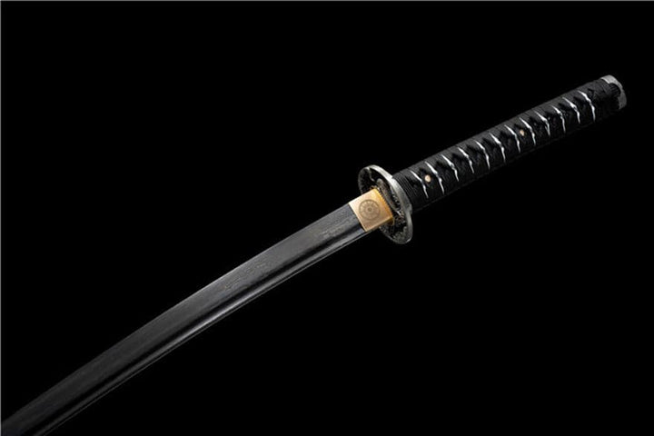 boxkatana Hand Forged Japanese Samurai Katana Eagle Eye Pattern Steel Black Blade