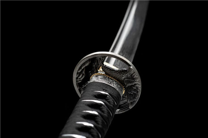 boxkatana Hand Forged Japanese Samurai Katana Eagle Eye Pattern Steel Black Blade