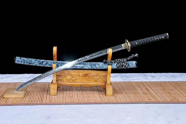 boxkatana Hand Forged Japanese Samurai Katana Fine Iron Mounted Burnt Edge T10 Carbon steel Blue