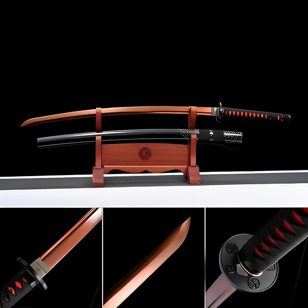 boxkatana Hand Forged Japanese Samurai Katana Flame 9260 Spring Steel Reddening of the blade