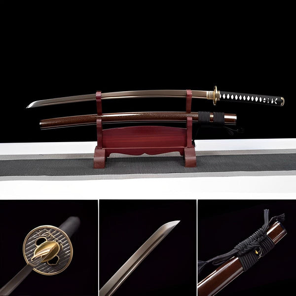 boxkatana Hand Forged Japanese Samurai Katana Golden Bamboo Damascus Steel Full Tang