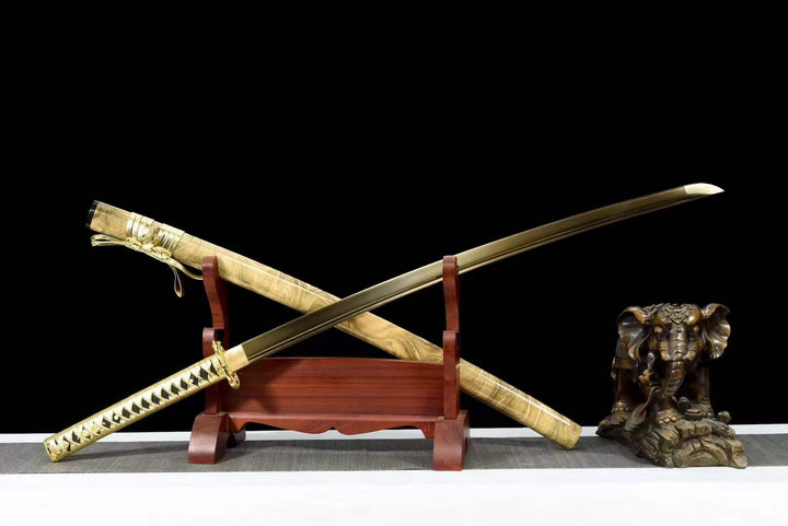 boxkatana Hand Forged Japanese Samurai Katana Golden Snake High Manganese Steel Hand grinding