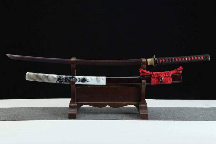 boxkatana Hand Forged Japanese Samurai Katana Ichiro Sugimoto Damascus Steel Purple Blade