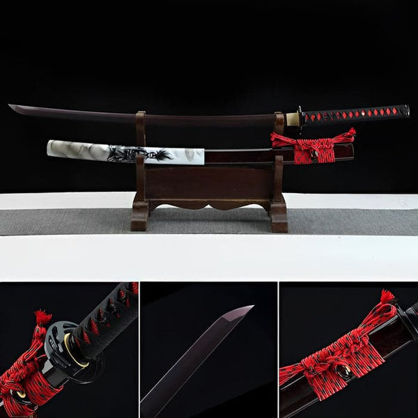 boxkatana Hand Forged Japanese Samurai Katana Ichiro Sugimoto Damascus Steel Purple Blade