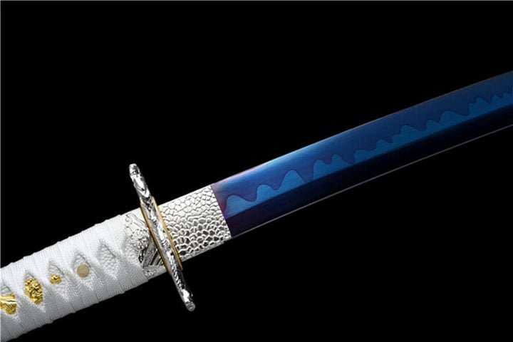 boxkatana Hand Forged Japanese Samurai Katana Lobelia High Manganese Steel Baked Blue Blade