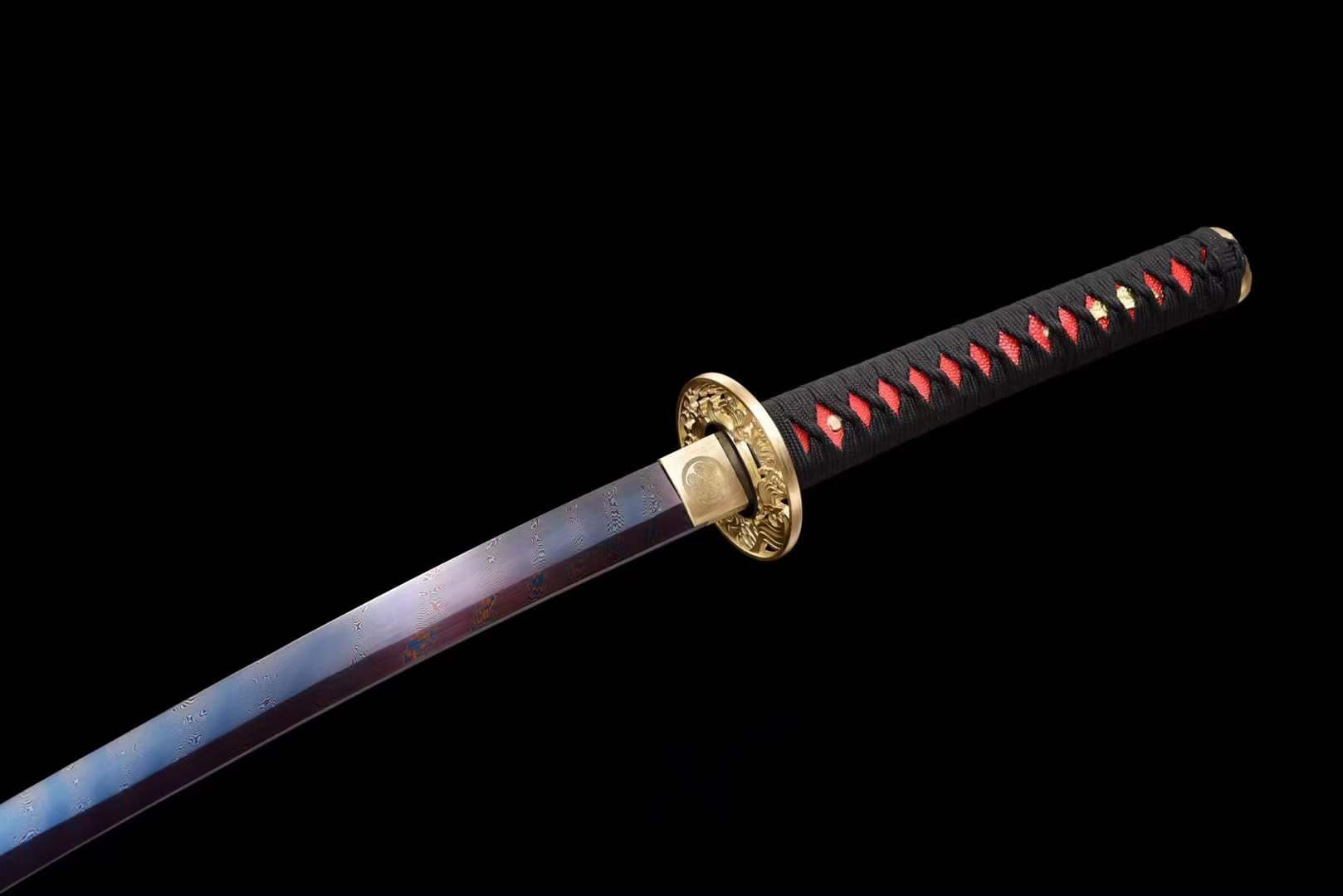 boxkatana Hand Forged Japanese Samurai Katana Naraka：Bladepoint Pattern Steel Blade baking blue