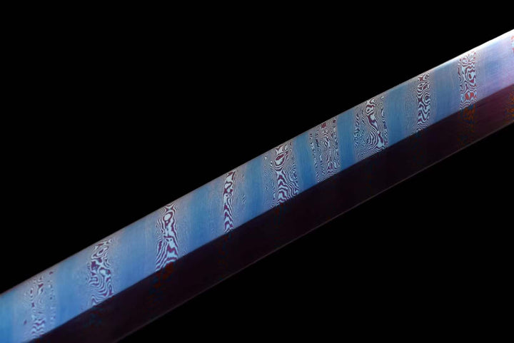 boxkatana Hand Forged Japanese Samurai Katana Naraka：Bladepoint Pattern Steel Blade baking blue