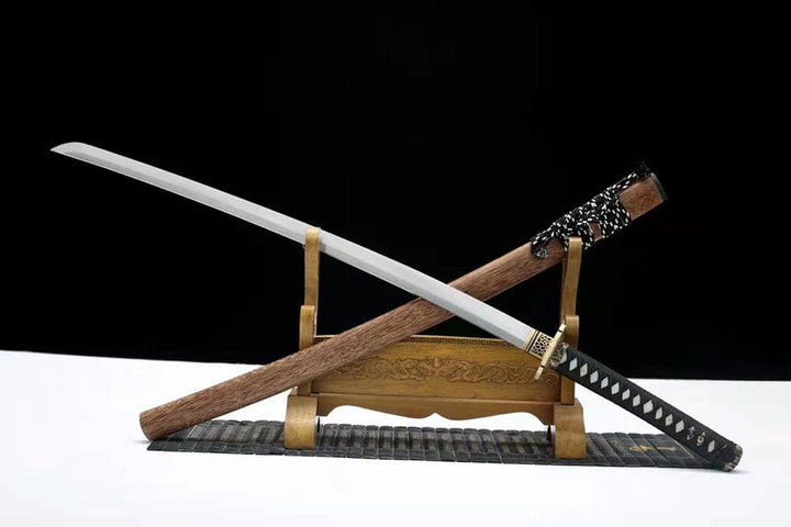 boxkatana Hand Forged Japanese Samurai Katana Qi Gan Pattern Steel Wooden color