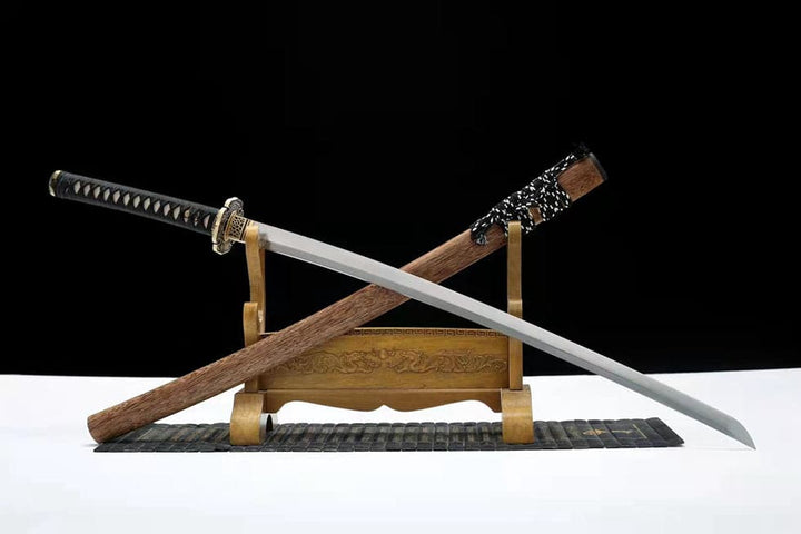 boxkatana Hand Forged Japanese Samurai Katana Qi Gan Pattern Steel Wooden color