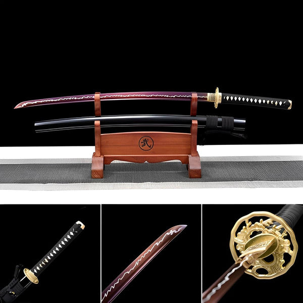 boxkatana Hand Forged Japanese Samurai Katana Rose High Manganese Steel Purple Blade