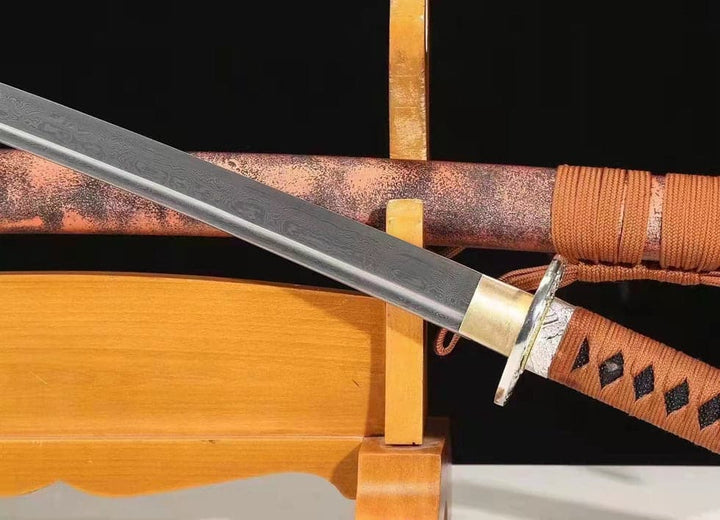 boxkatana Hand Forged Japanese Samurai Katana Silver Tiger Pattern Steel Full Tang