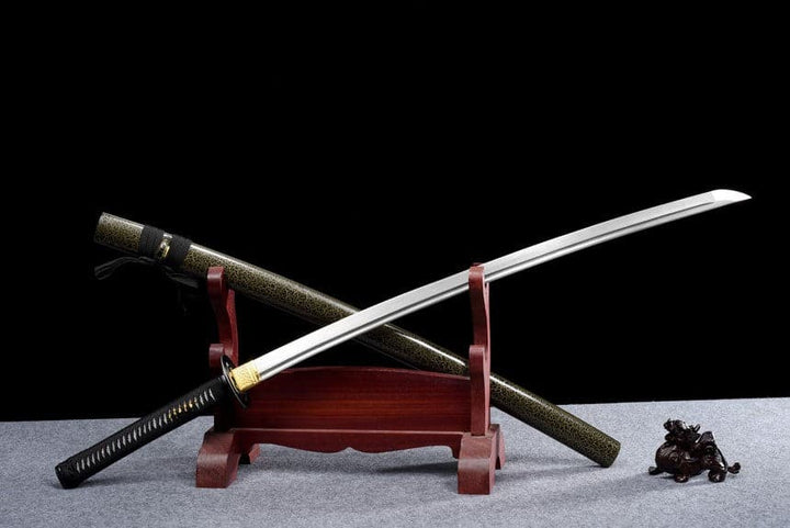 boxkatana Hand Forged Japanese Samurai Katana Silver Wheel Damascus Steel Full Tang