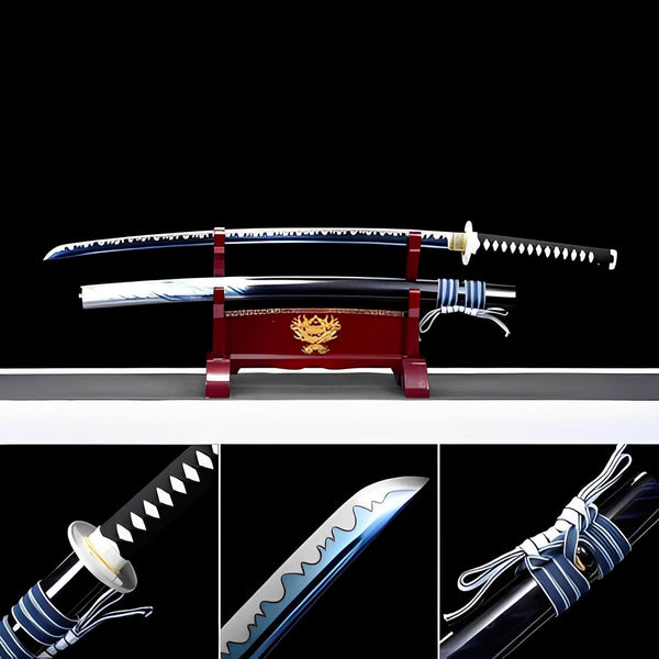 boxkatana Hand Forged Japanese Samurai Katana 知恵を知る Spring Steel Roasted Blue Push Mill